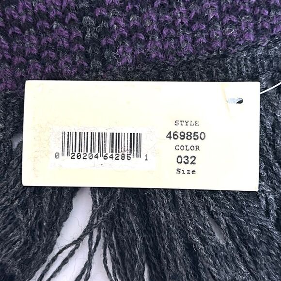 NWT Lauren Ralph Lauren Wool Houndstooth Purple Gray Long Scarf with Tassel - Picture 10 of 11